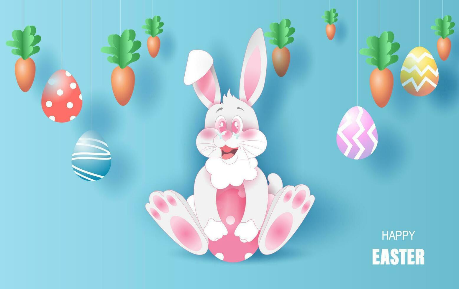 Element holiday Spring funny bunny cute for design.Happy Easter day eggs greeting card template concept.Creative character idea card.Shape curve animal rabbit sitting smile.vector illustration.EPS10 vector