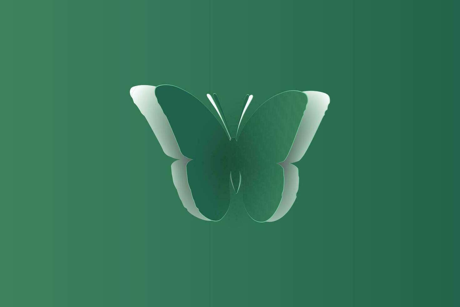Element minimal Paper butterfly for design.Creative design paper craft and cut style in green ecology background.Butterflies fly air.Origami concept card shape curve.Environment.Vector illustration vector