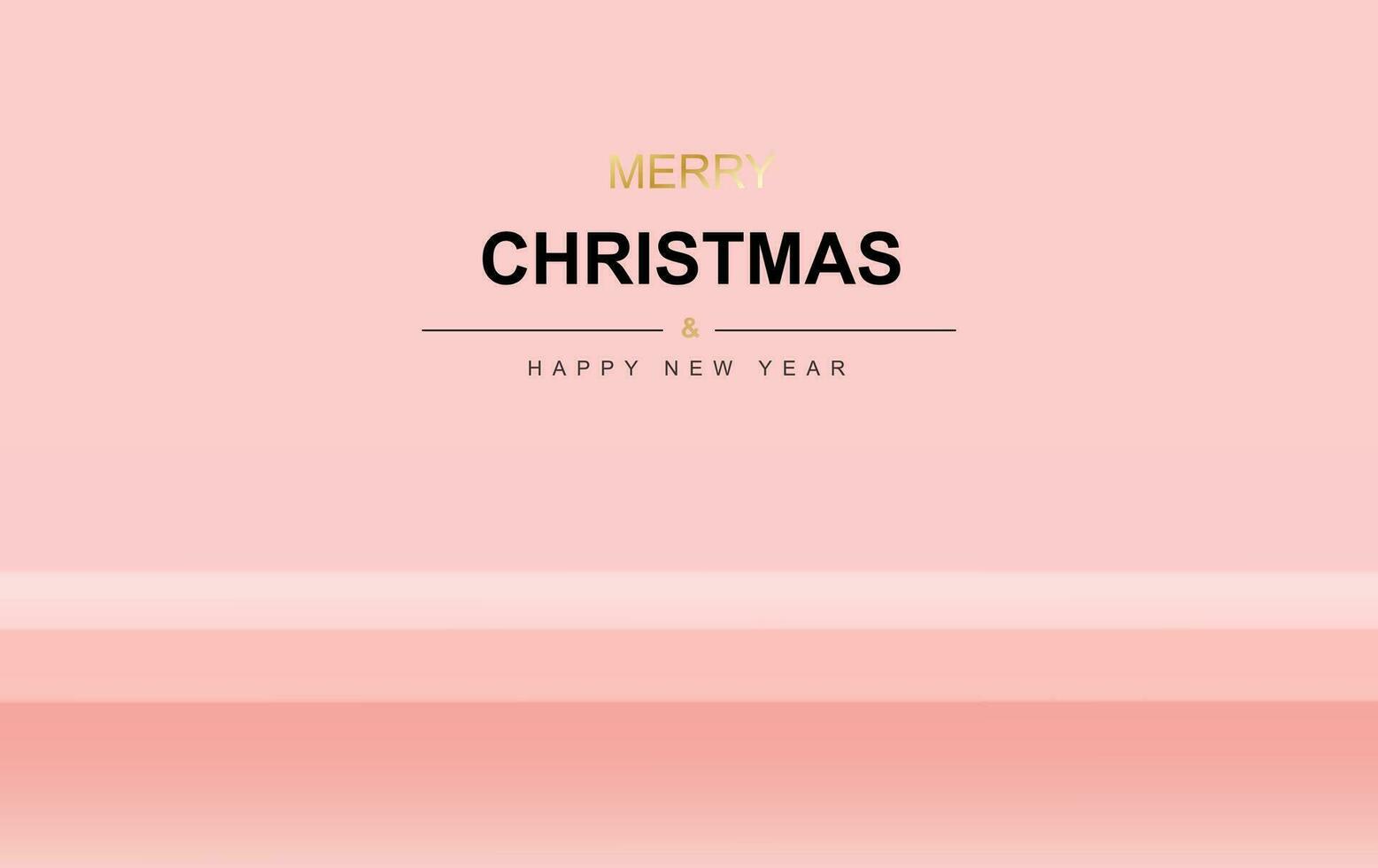 Holiday banner Merry Christmas and Happy New Year.Creative modern minimal Xmas background with realistic festive objects For past gift box stand on shelf podium.Winter season composition wallpaper vector