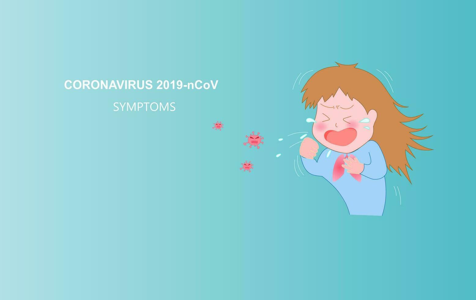 Coughing Cartoon Character of Coronavirus Covid-19 or 2019-ncov .Symptoms and infected person.Wuhan Pathogen virus. Prevention against Virus and Infection Concept.Cartoon cute Vector Illustration.