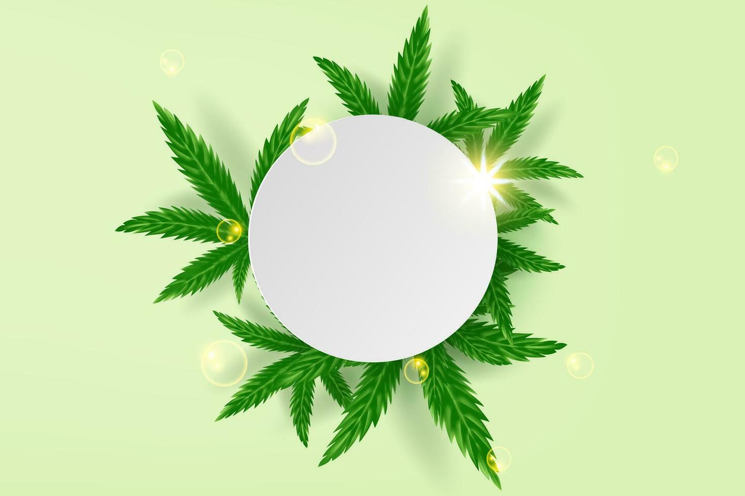 Realistic green cannabis leaf drug marijuana herb Background.Creative natural Marijuana Cannabis.Medical Organic green plant Wallpaper in web-page.Template frame decorated circle.vector illustration. vector