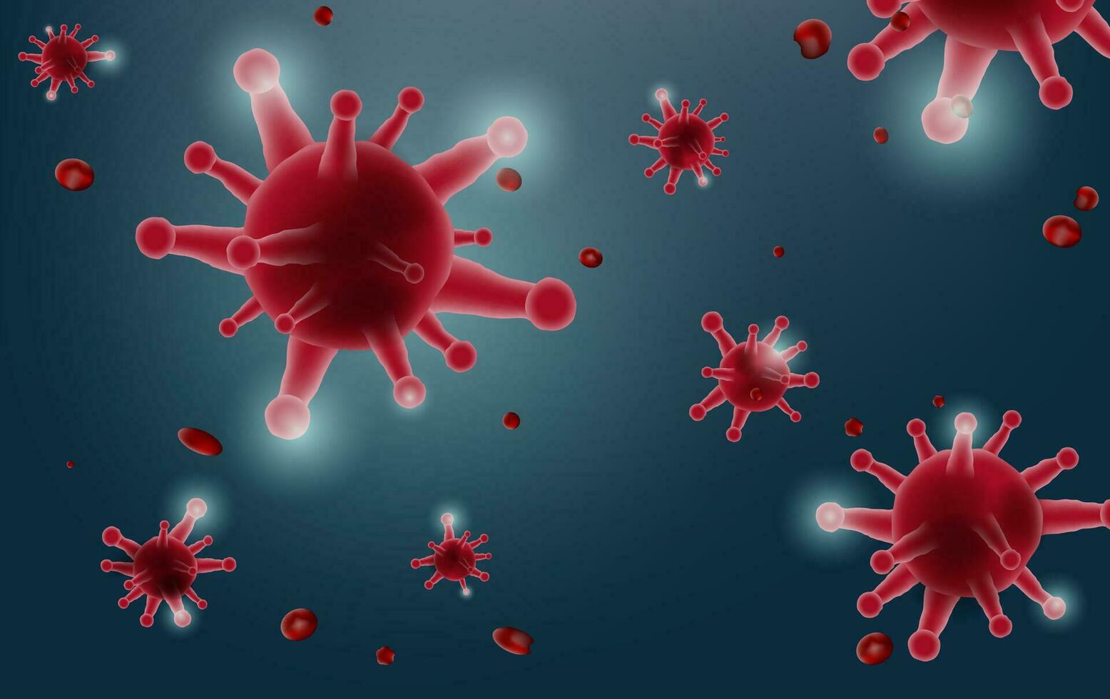 Hologram of coronavirus COVID-2019 on a blue futuristic background. Deadly type of virus 2019-nCoV. 3D models of Coronavirus bacteria Cell Icon Vector illustration in HUD style.banner background EPS10