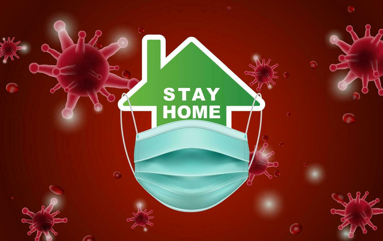 Stay home stay.Eco Environment stay safe with home icon against virus.Protective mask concept of quarantine and stay home. COVID-19 Awareness.Space for your text banner website vector.illustration vector