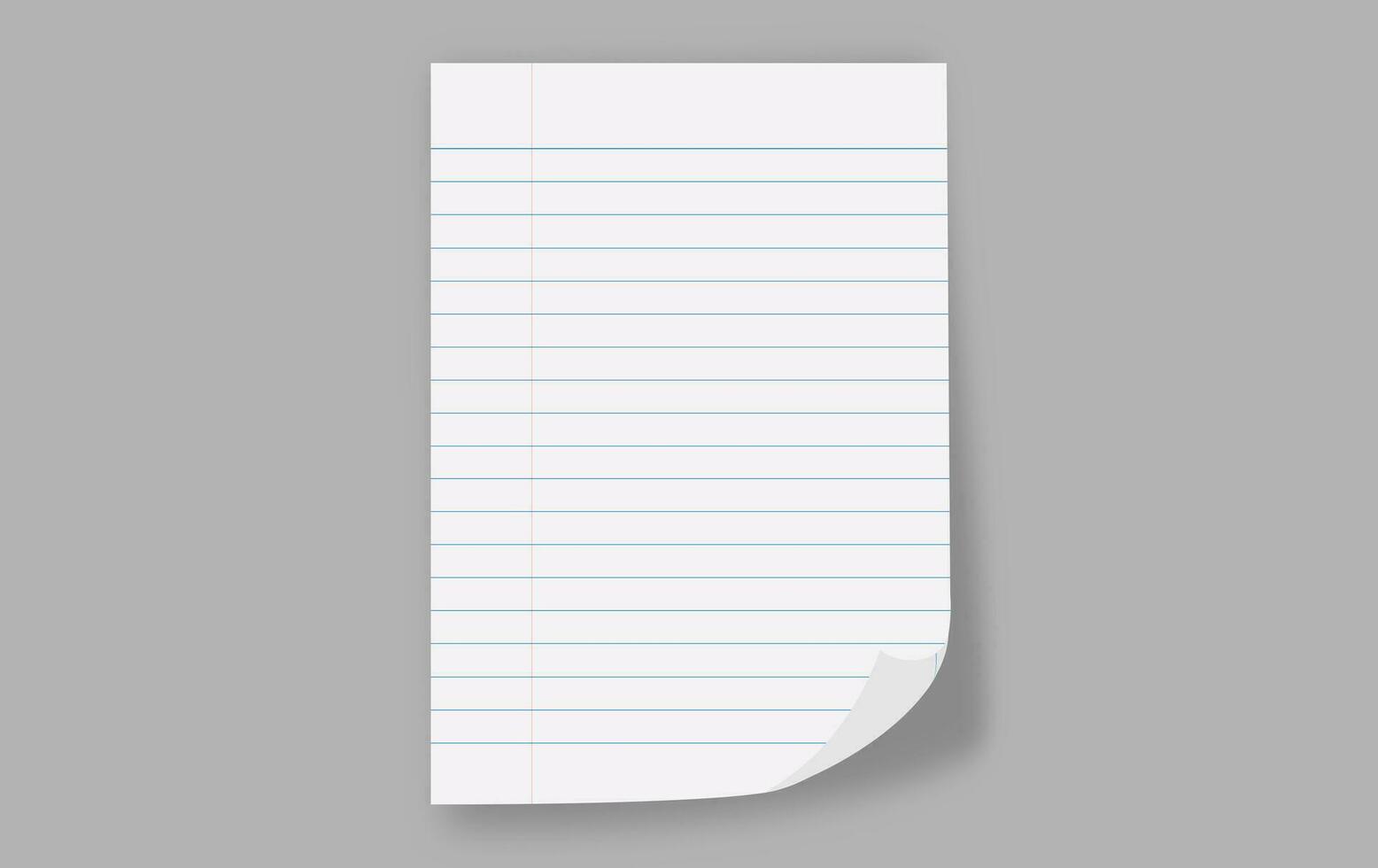 Realistic Blank  striped worksheet exercise book. Lined white Squared paper for a note. Space ready for your message text. Office and Education Equipment, Isolated on gray background with shadows vector