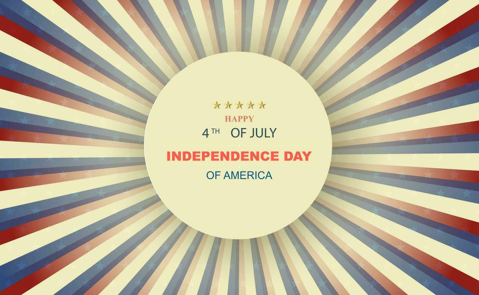 Vintage of United States Independence Day greeting card. American patriotic Circle frame traditional stars and stripes. USA retro Happy 4th of July background and template. celebration national vector