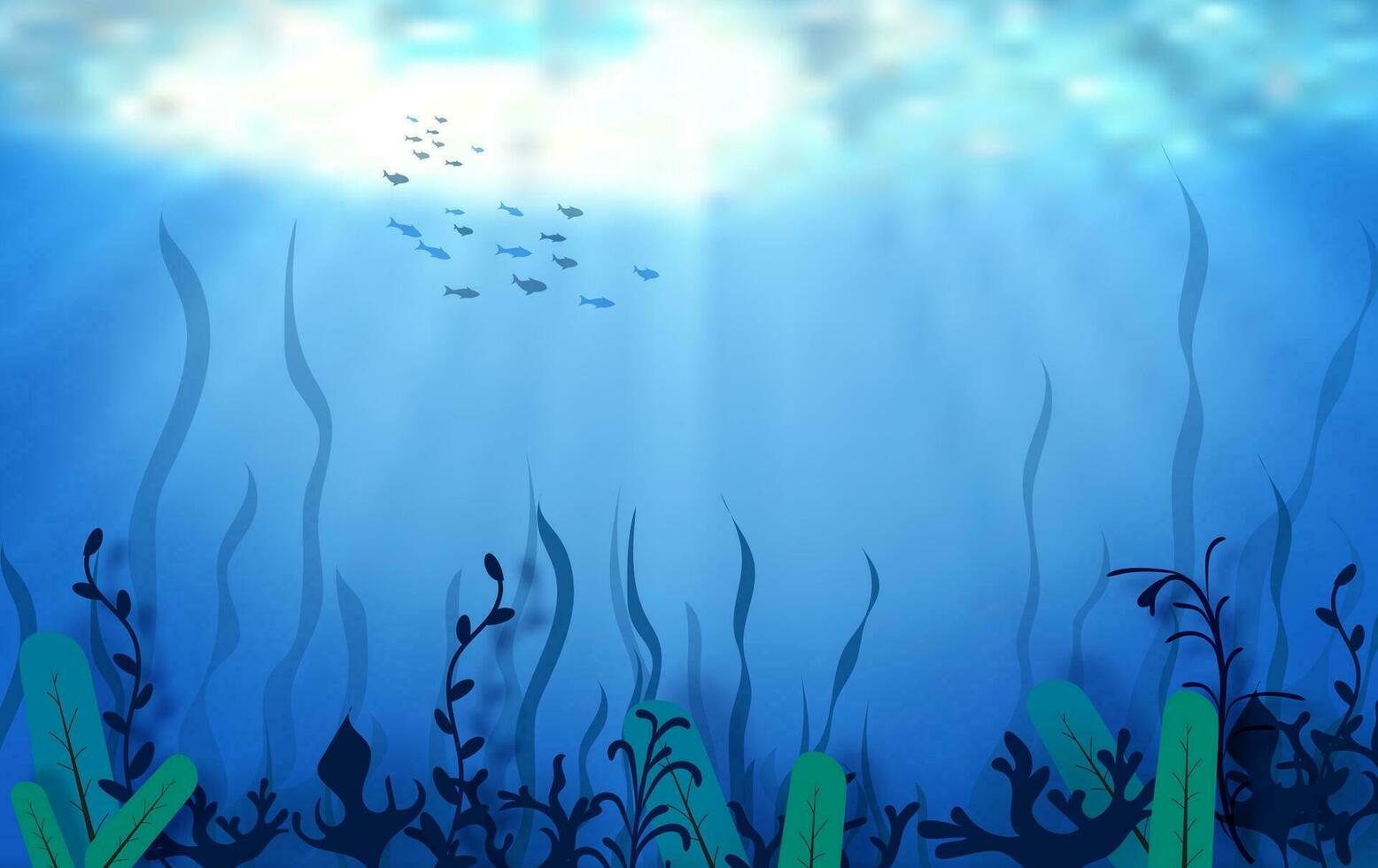 Drop of water concept of World Oceans Day. Celebration dedicated to help protect sea earth and conserve water ecosystem. Blue origami craft paper of sea waves.Underwater frame poster background vector