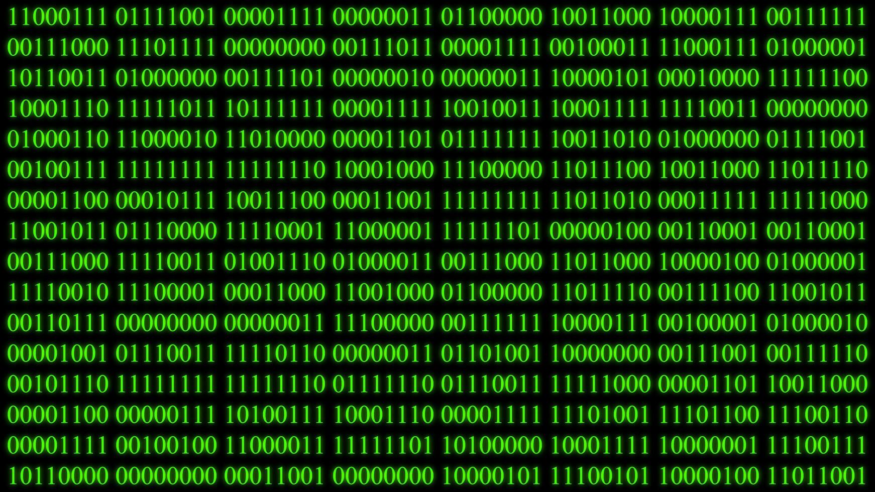 ilustración de binario codificacion verde ligero brillante con dígitos antecedentes pantalla.digital hacker ciberespacio. algoritmo binario cifrado.web hud interfaz.computadora monitor información datos código. foto