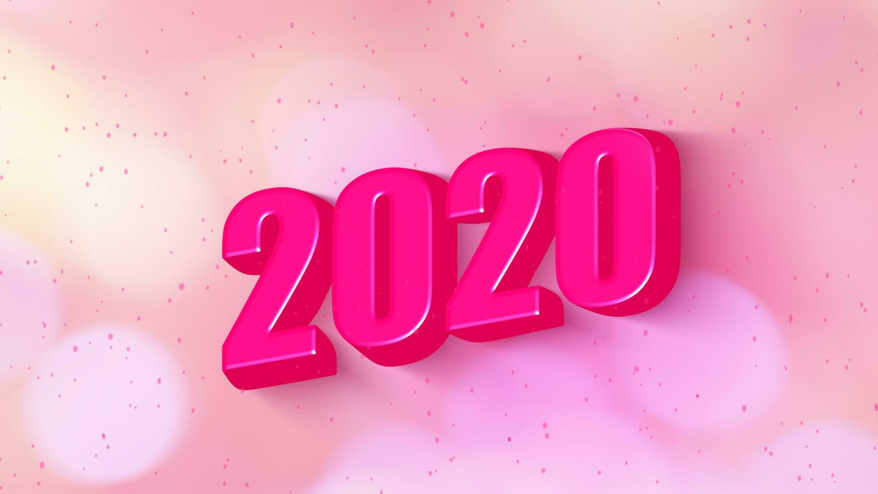 Happy new year 2020 with text simple shadow style with pink color bokeh blur Animation.Motion graphic element decoration modern luxury love background.Video shine snow banner concept.illustration photo