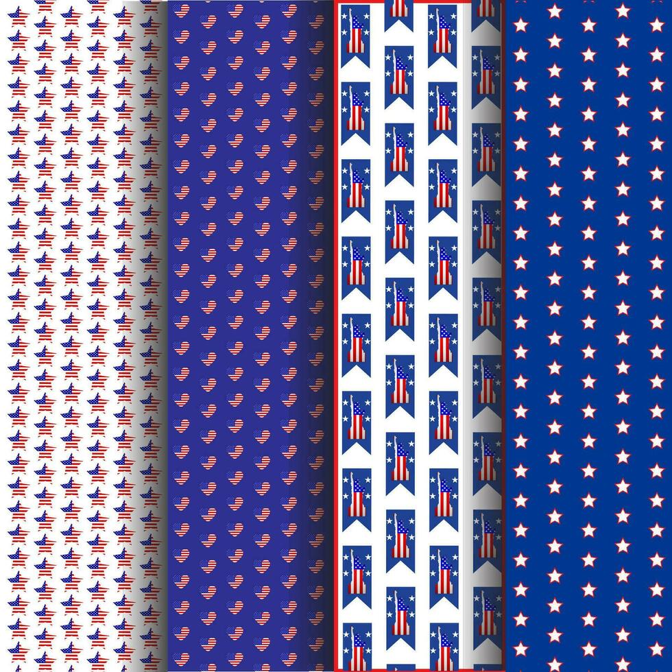 4th of July greeting card with paper art and cut style background in United States national flag set. Happy Independence Day. vector template and banner. American Patriotic National Holiday vector