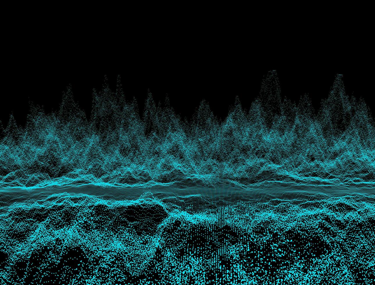 Abstract dark background with moving loop and flicker particles.Motion graphic Backdrop of ball dot Animation of seamless.Digital blue-green color wave light loopable. Beautiful surface illustration photo