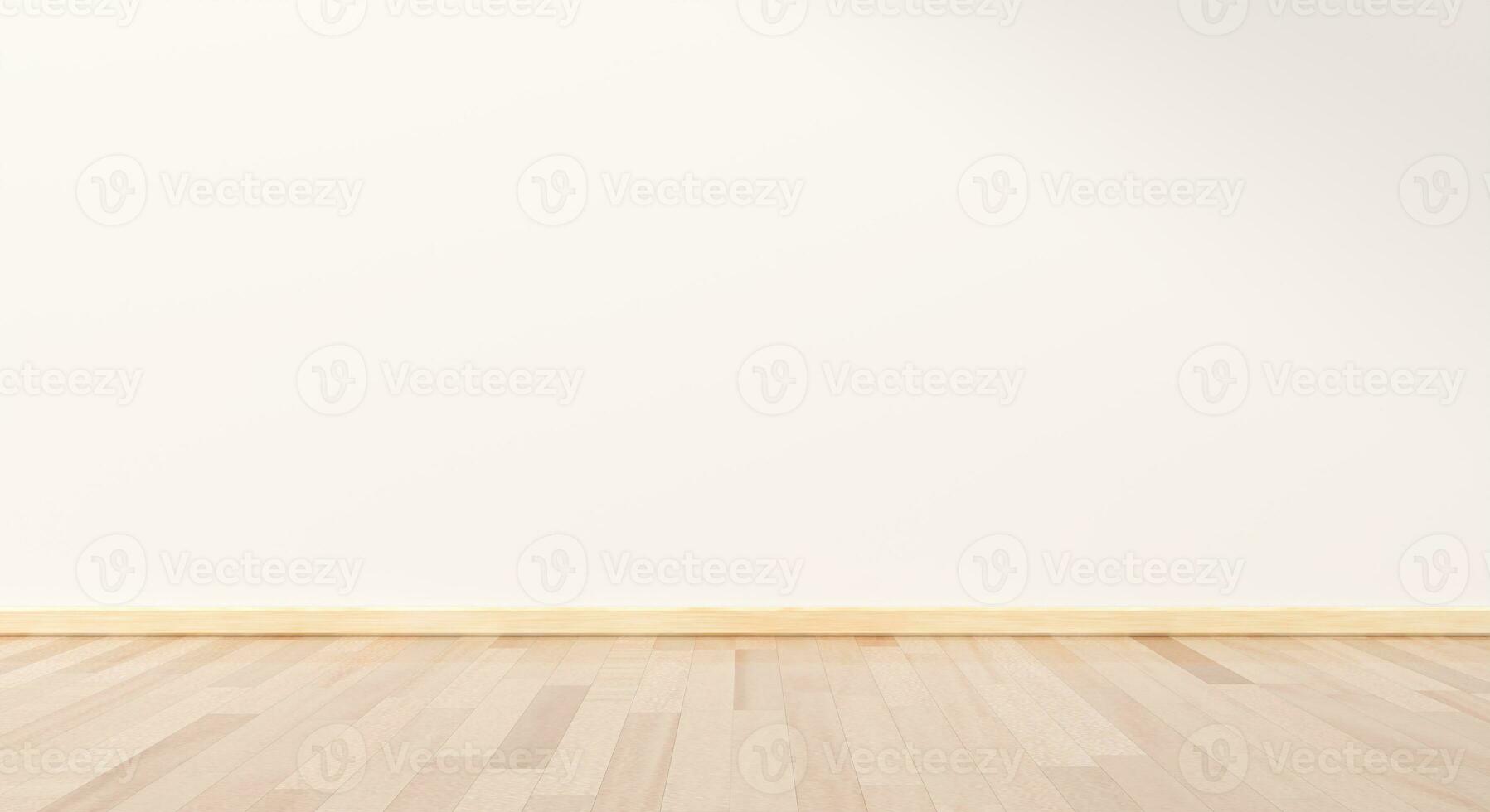 Empty room white on wooden floor interior design. room modern minimal japan style. wall white for text your space. 3D rendering. photo