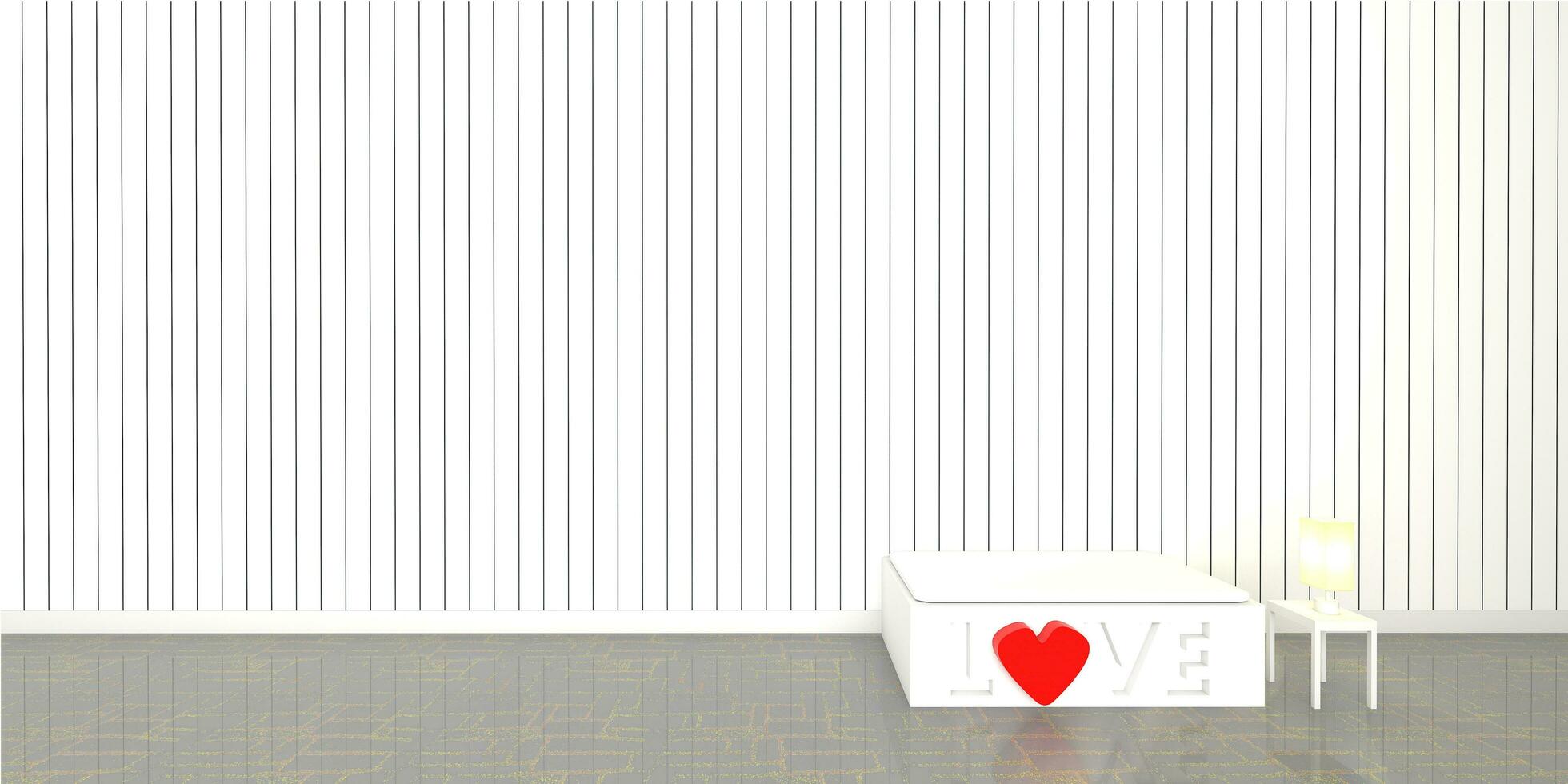 Modern white love happy valentines day living room with sofa and a lamp,3d rendering photo