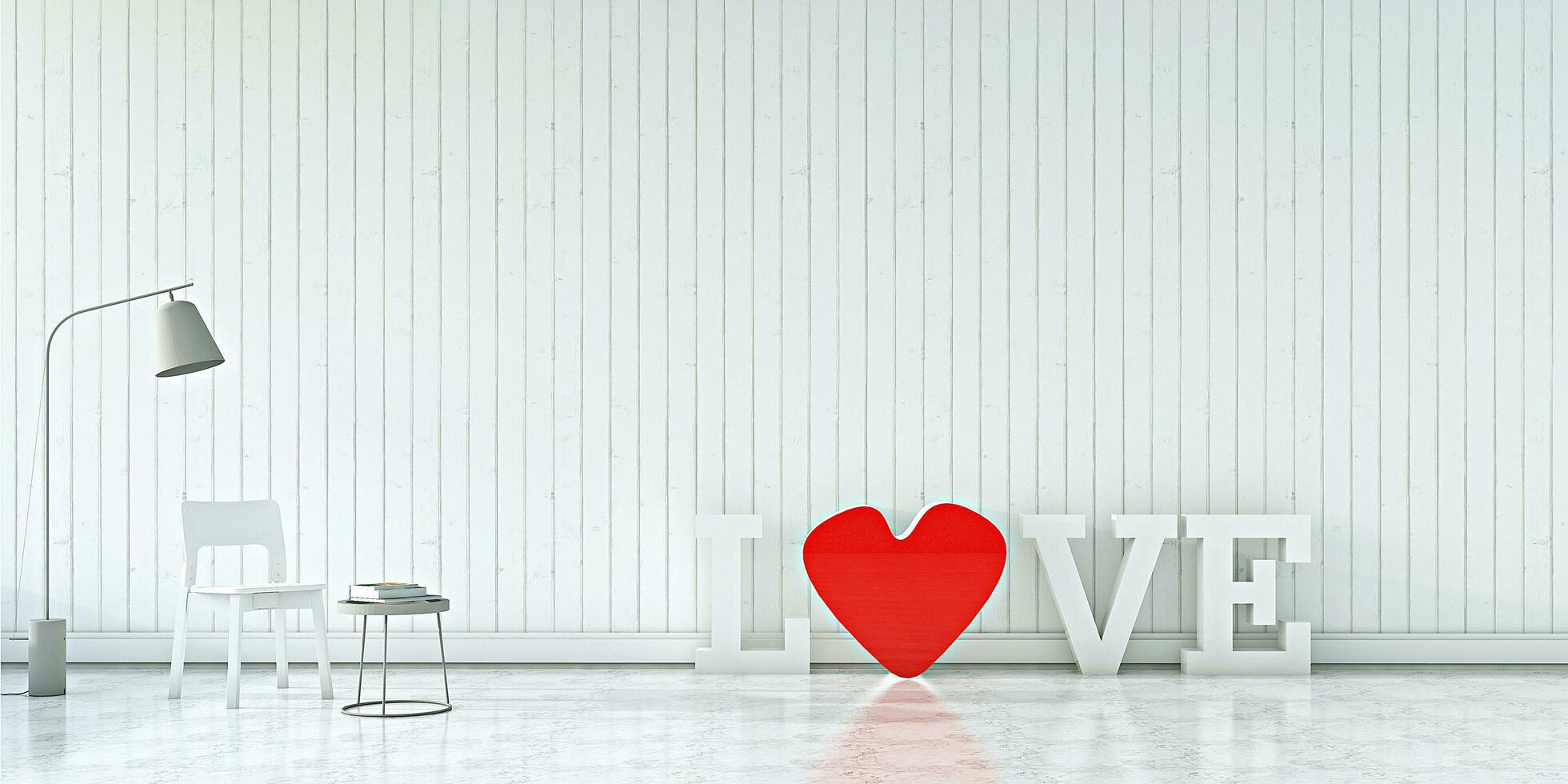 Love and modern interior for Valentine's day,3D rendering photo