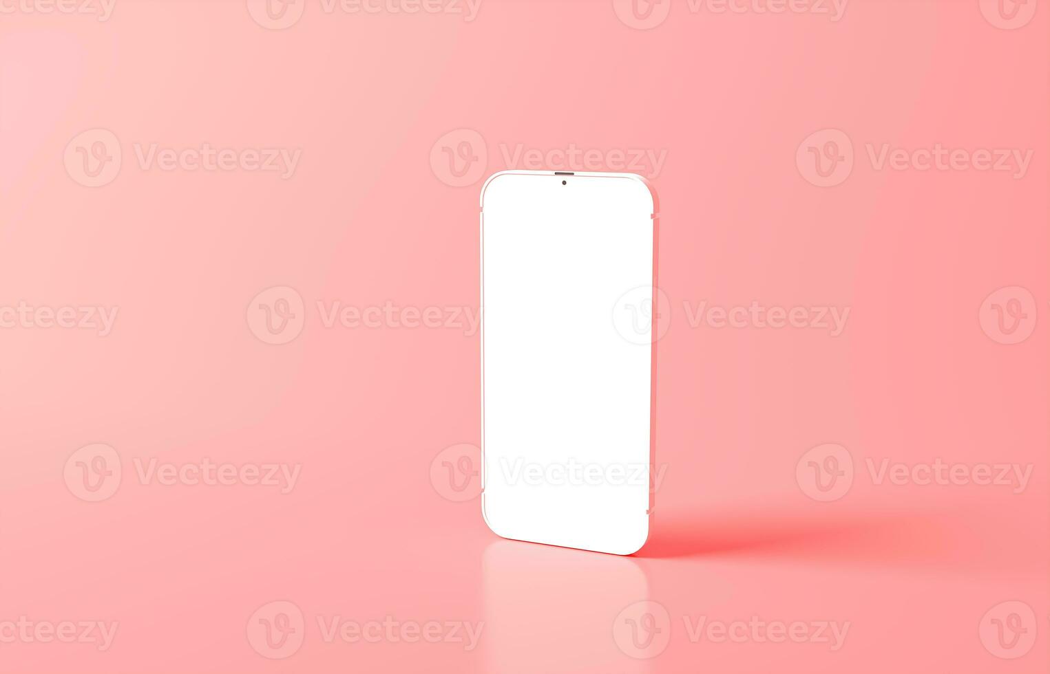 3D rendering smartphone isolated on pink-red pastel background. illustration Minimalist modern mockup smartphones for presentation, application display, information graphics. Realistic Digital device photo