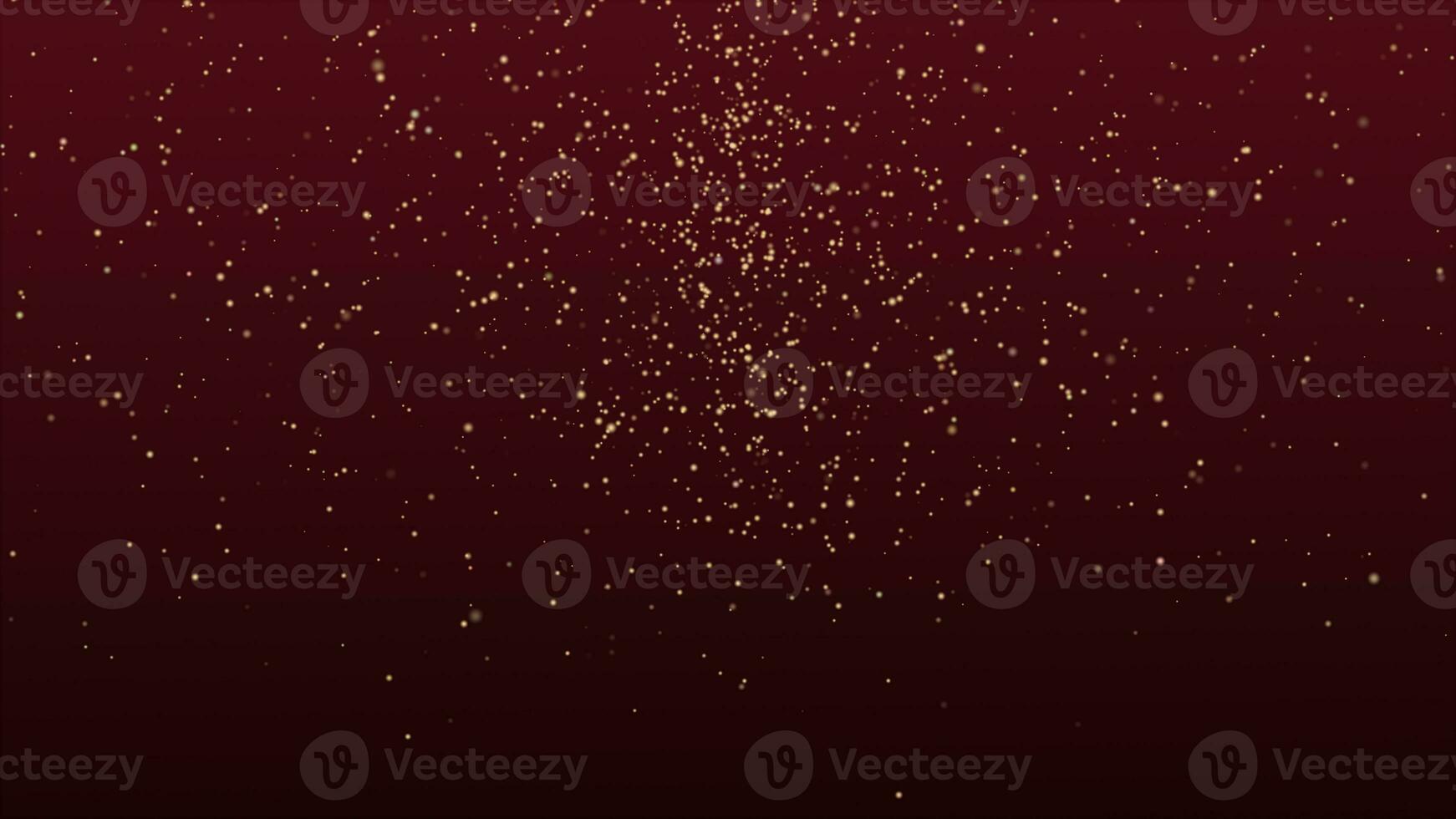 hermosa oro Brillantina flotante polvo partículas en rojo oscuro antecedentes en lento movimiento. serpenteado animación de dinámica viento aire partículas con Bokeh. Brillantina premios para decoración contento chino nuevo año foto