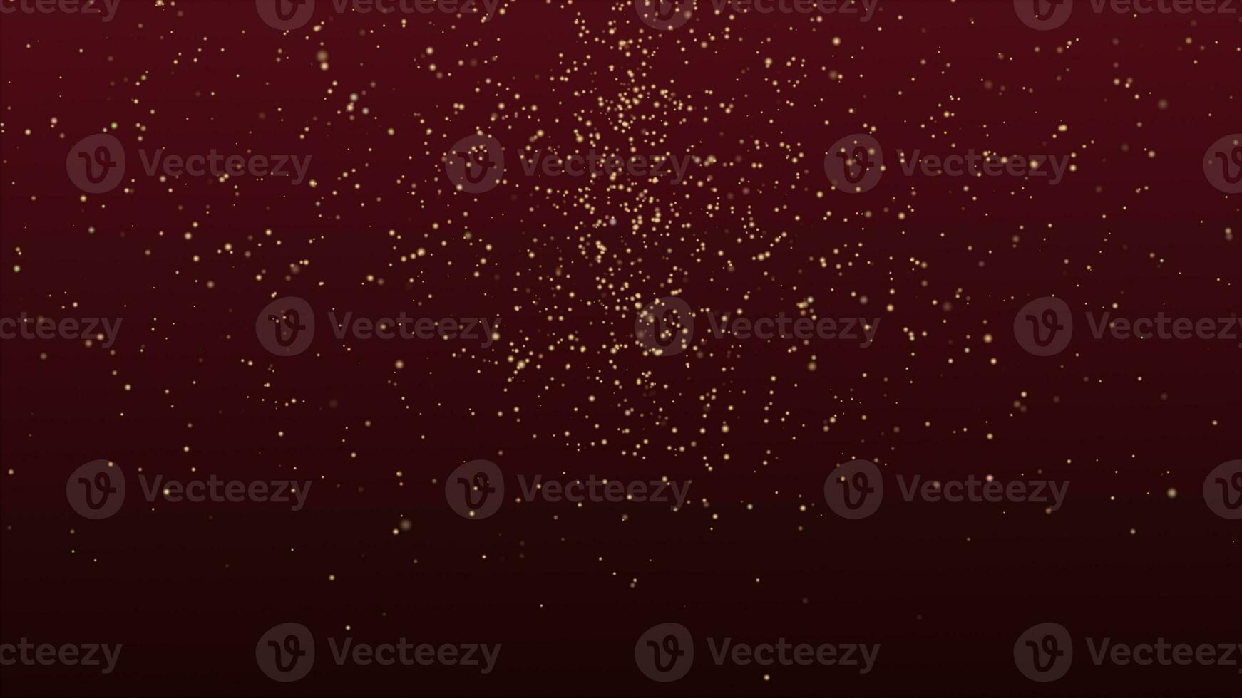 Beautiful Gold Glitter Floating Dust Particles on red dark Background in Slow Motion. Looped Animation of Dynamic Wind air Particles With Bokeh. Glitter awards for decoration happy Chinese new year photo