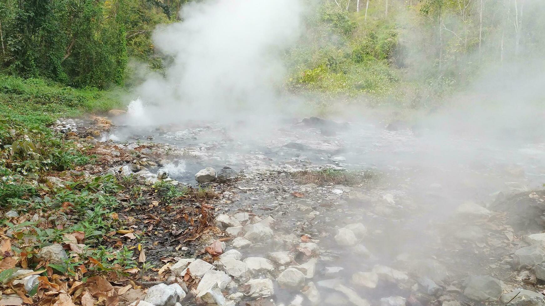 Pong Dueat Hot spring pond in Huai Nam Dang national park, Chiang Mai, Thailand. photo