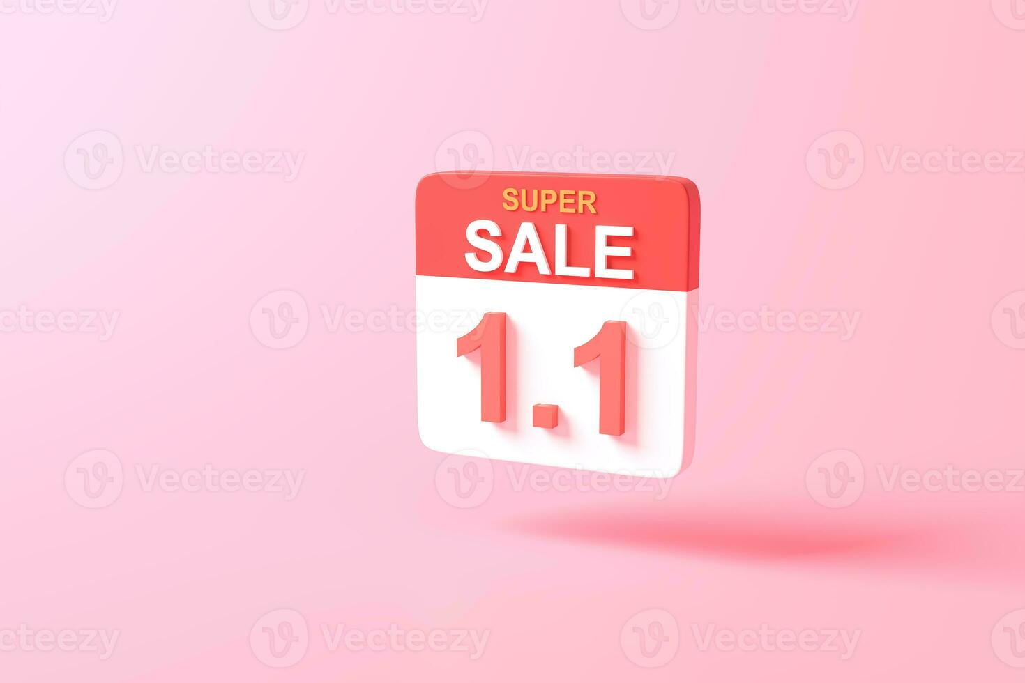 3d rendering minimal Calendar icon symbol. minimal cartoon cute style design. App Day month year concept. on pastel pink or red background, illustration. Sale Happy new year simple. Super sale 1.1. photo