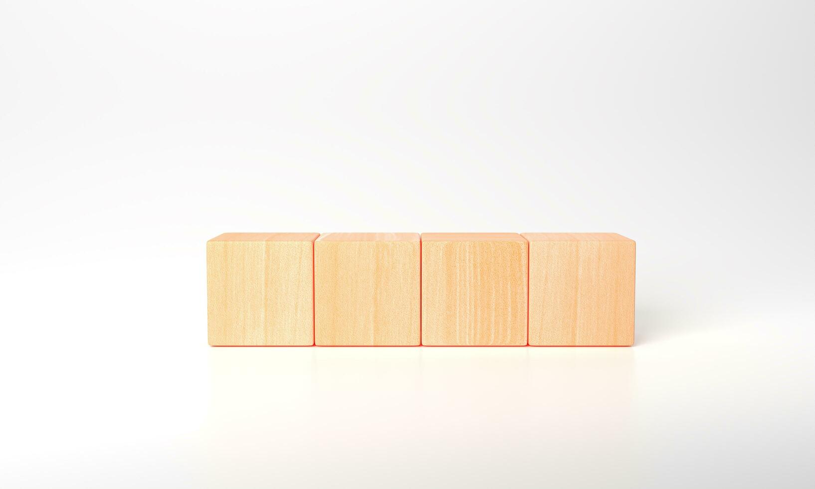 3d rendering business concept minimal as group of wood cube for your text banner. 3D render arrange lined up blank wooden cubes on white background copy space for input wording and infographic icon photo