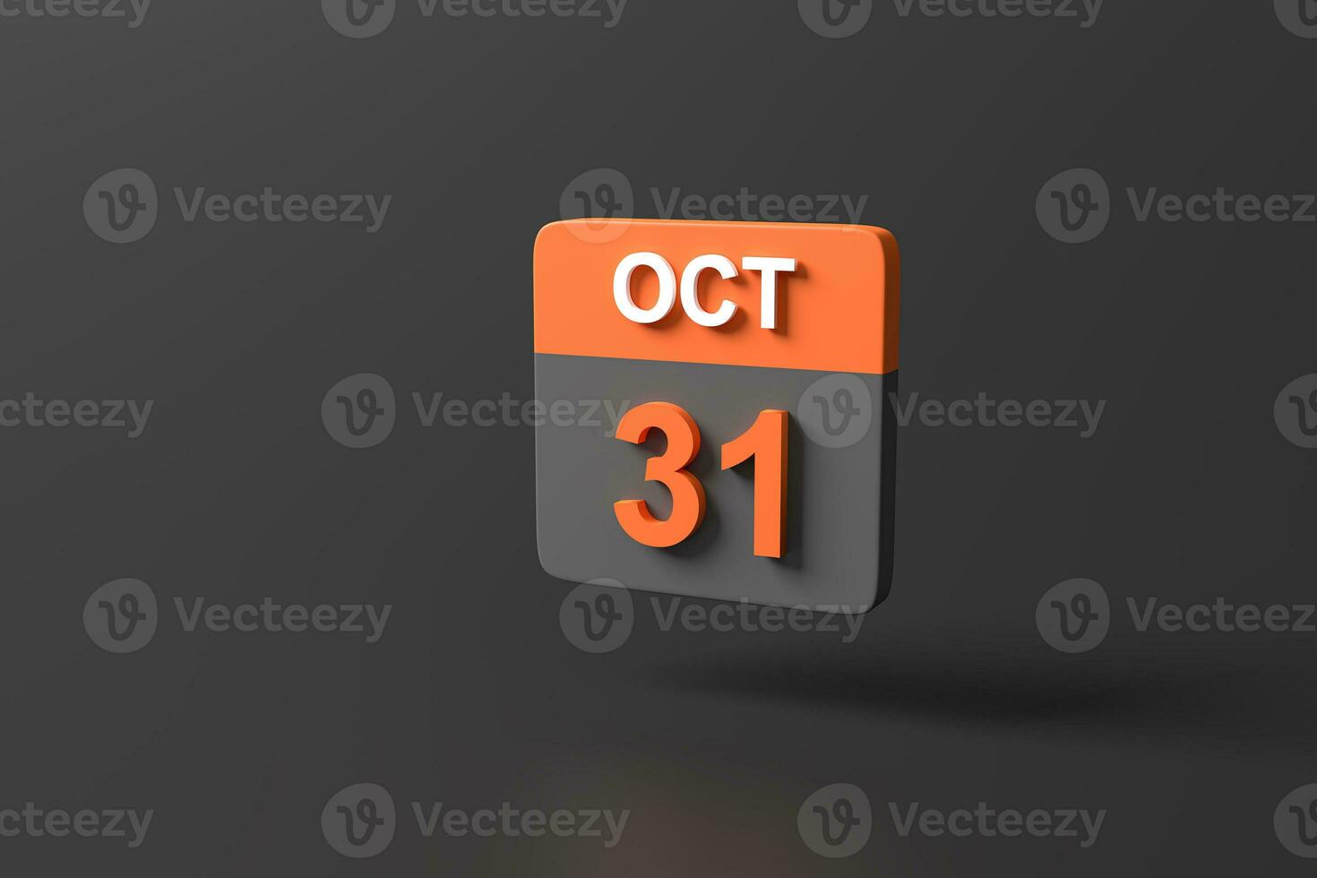 3d rendering minimal simple Halloween day calendar on dark black background. 3d October 31th fall holiday. Halloween ghost concept. object isolated illustration. photo