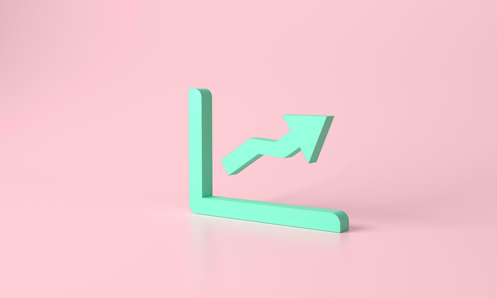 3d rendering green pastel bar graph stair step to Arrow growth success. progress way and forward achievement. Data business finance report chart, data analysis development concept. illustration photo