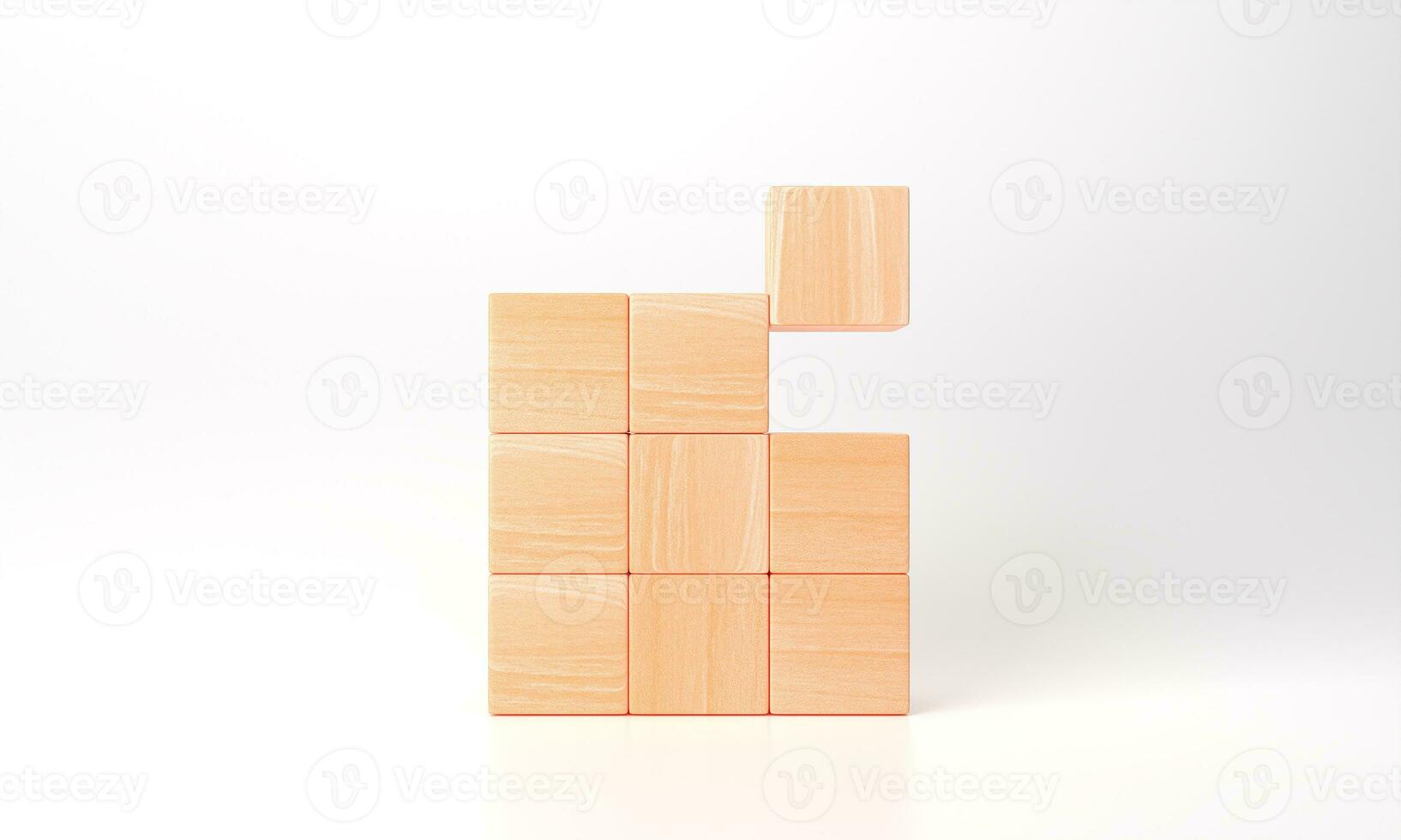 3d representación negocio concepto mínimo como grupo de madera cubo para tu texto bandera. 3d hacer organizar forrado arriba blanco de madera cubitos en blanco antecedentes Copiar espacio para entrada fraseología y infografía icono foto