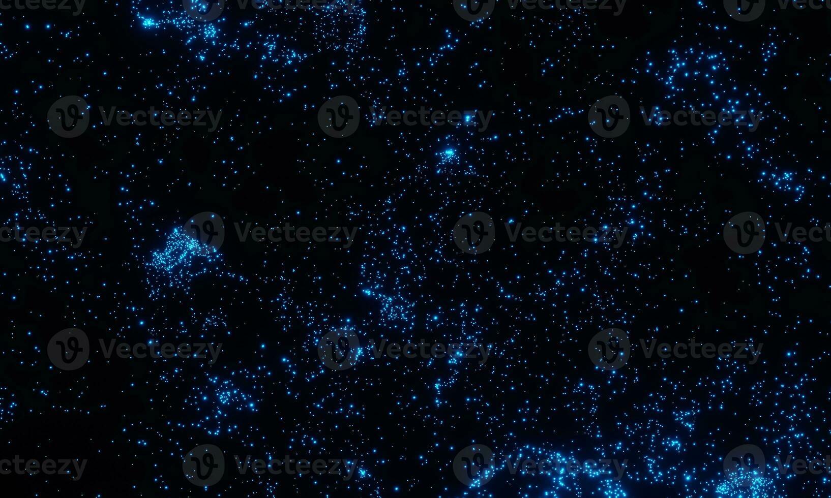 Abstract motion background shining blue neon glow particles depth of field. Surfaces as futuristic landscape cyberspace or hologram. New year and Christmas Sci Fi background. 3d rendering photo