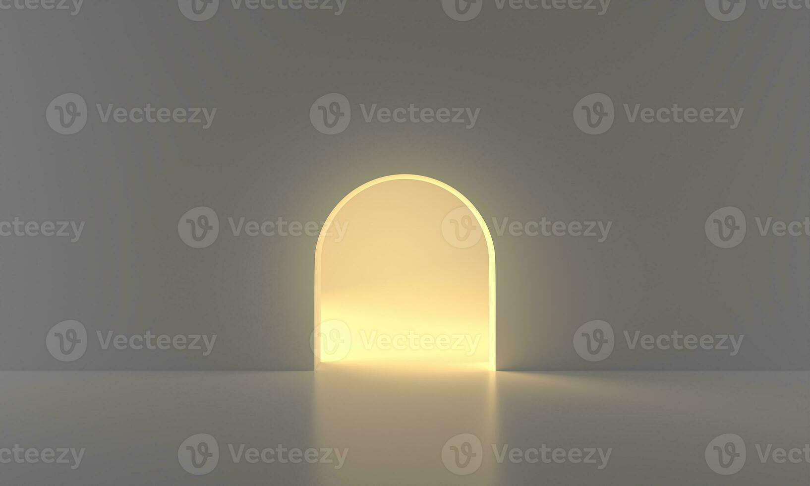 Light Door in dark Room with yellow Glow. Business and Freedom, Hope and Imagination Concept 3d rendering, yellow light going through the open door on dark black background. Modern minimal concept. photo