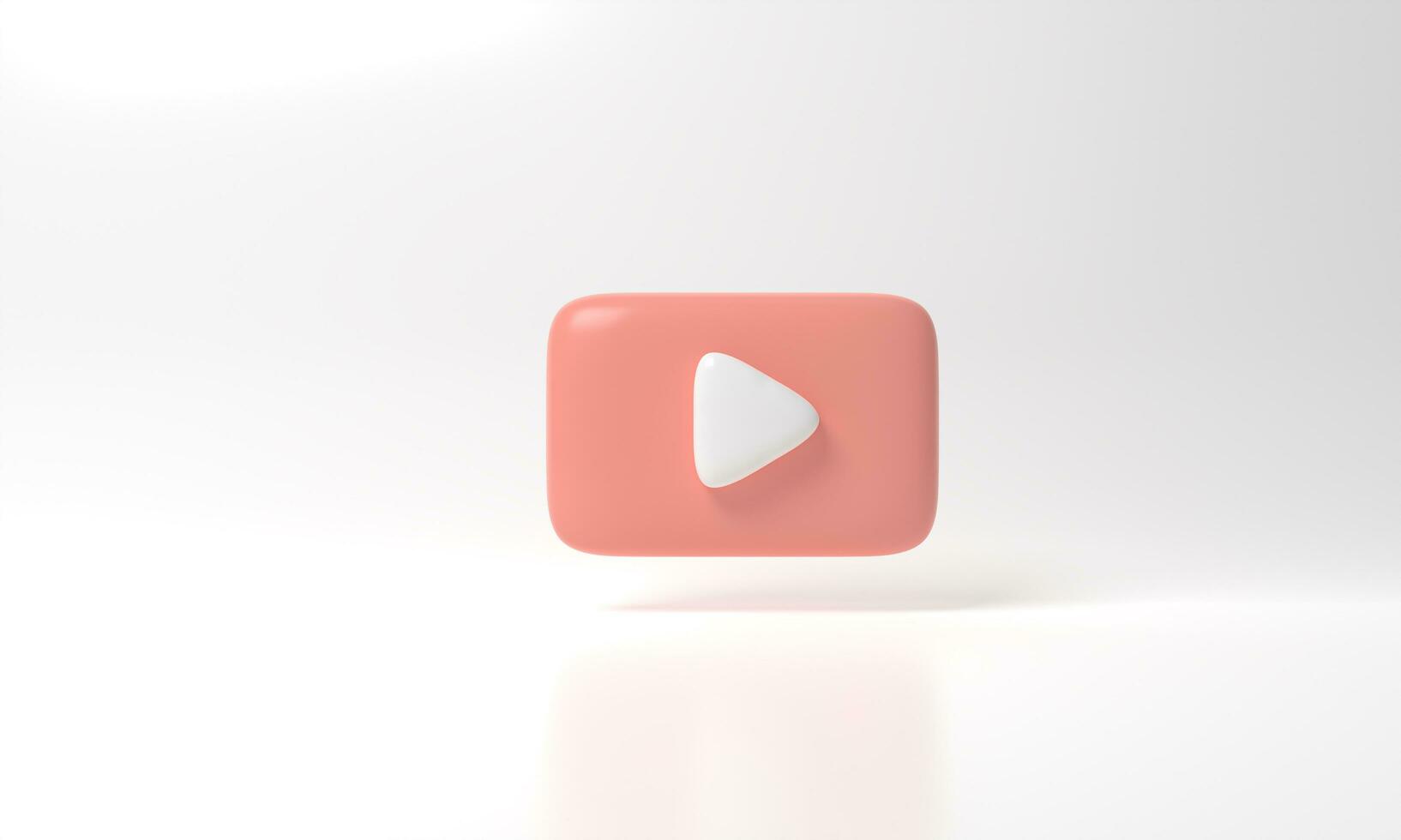 white colored round play button on pastel background. Concept of video icon logo for play clip, audio playback. 3d rendering illustration. Play interface symbol. social media and website posts photo