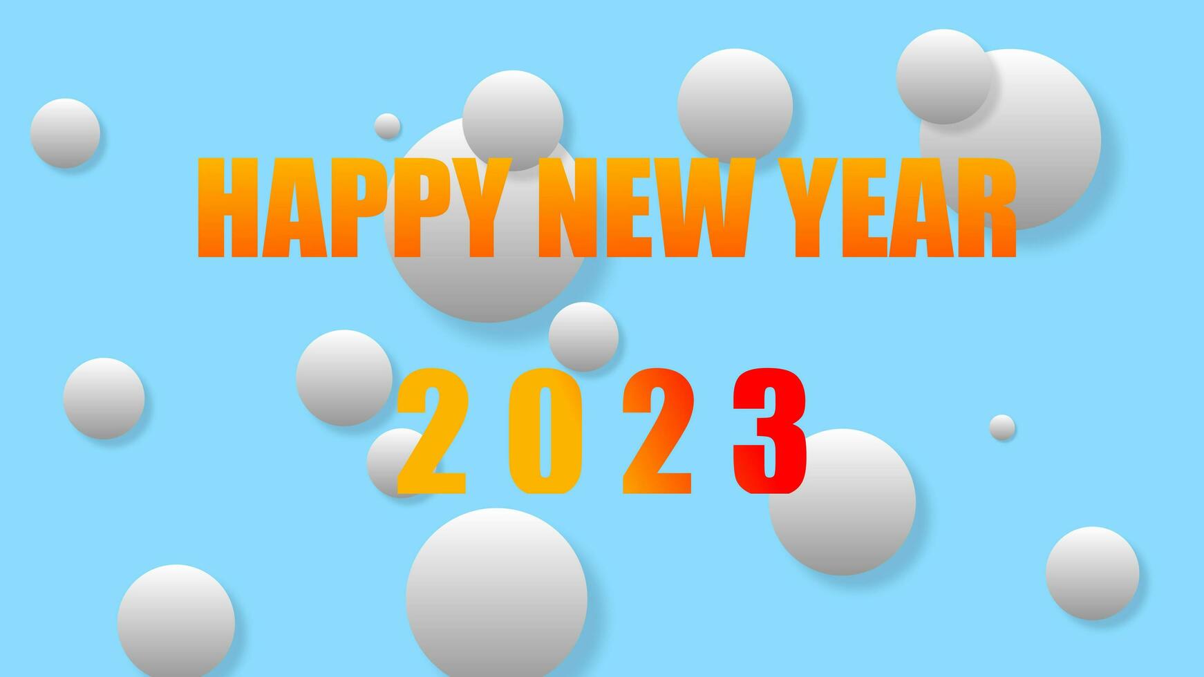 2023 of template blue white sphere background. 2023 happy New Year blue sky background with decoration white sphere on black and white on cover.  winter season and Happy new Year. simple intro photo