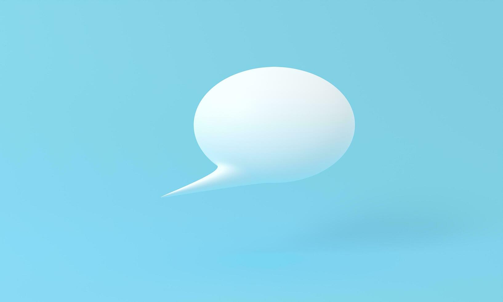 Blank white speech bubble pin isolated on blue background 3D rendering. Social network communication concept. 3d white speech bubble, social media chat message icon. Empty text bubbles in comment photo