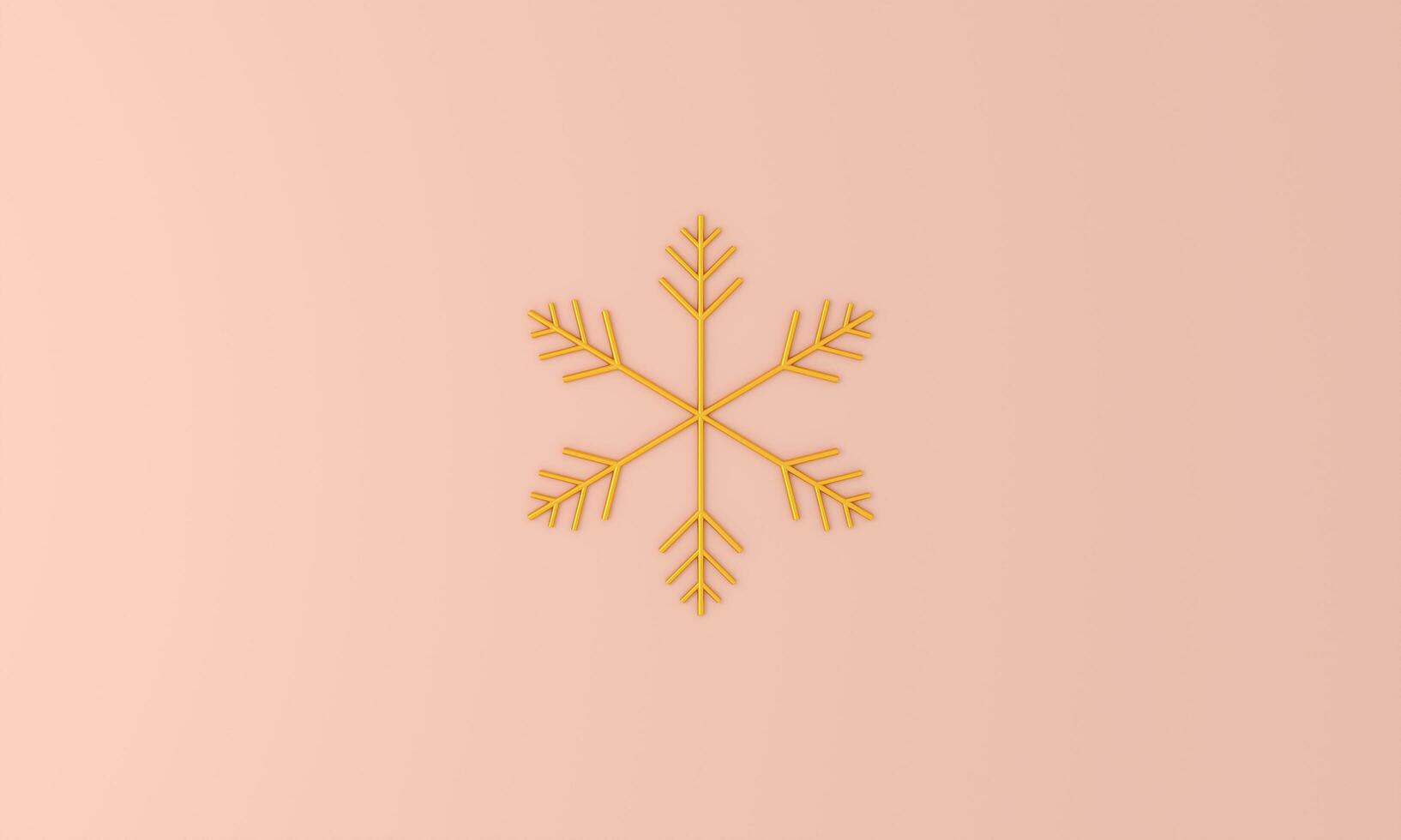 3d render metal golden snowflakes. winter symbol isolated on pink background. Marry Christmas decorations. snow in winter season holiday. Happy new year photo