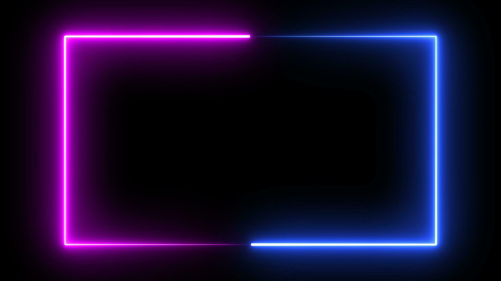 Abstract Neon Line Loop illustration rectanble purple and blue frame. frame for your text  sci-fi. simple light neon wall dark scene illustration photo