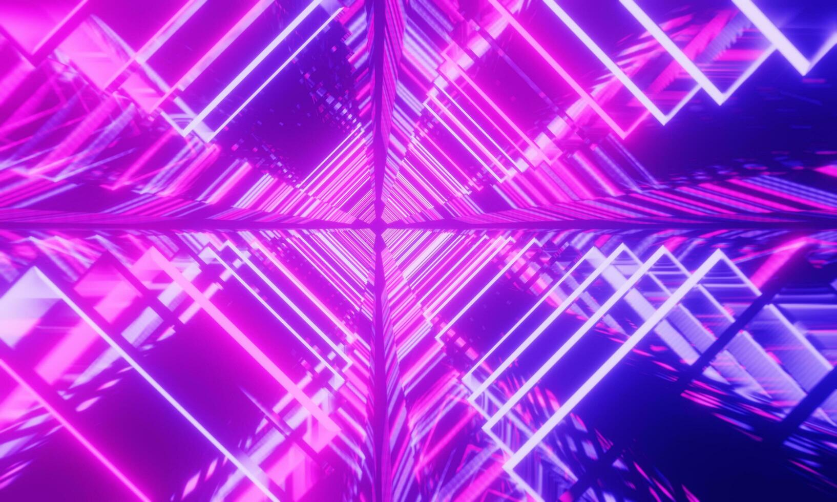 Motion abstract digital square colorful neon background. Street of futuristic digitally generated illustration. Big data computer, network blue neon light. Sci Fi Neon Glowing Lights in dark. photo