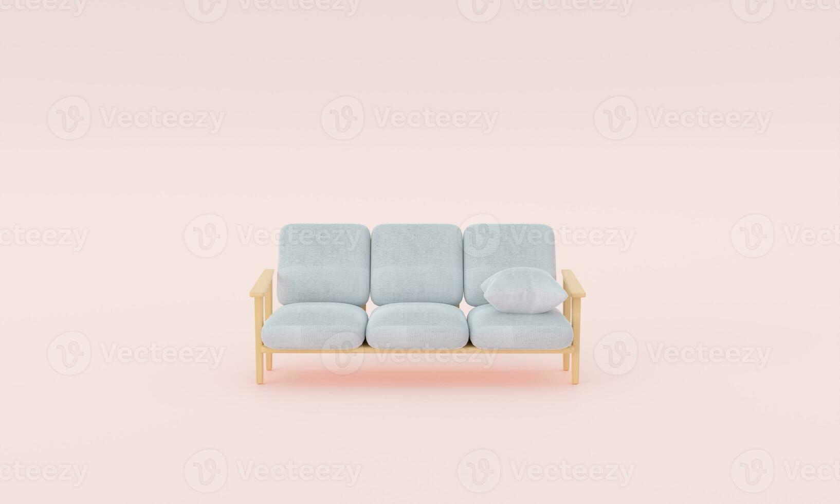 Contemporary Chic 3D Rendering of a Minimalist Sofa with Stylish Home Decorations - Ideal for Sleek and Modern Interiors on pink pastel background photo
