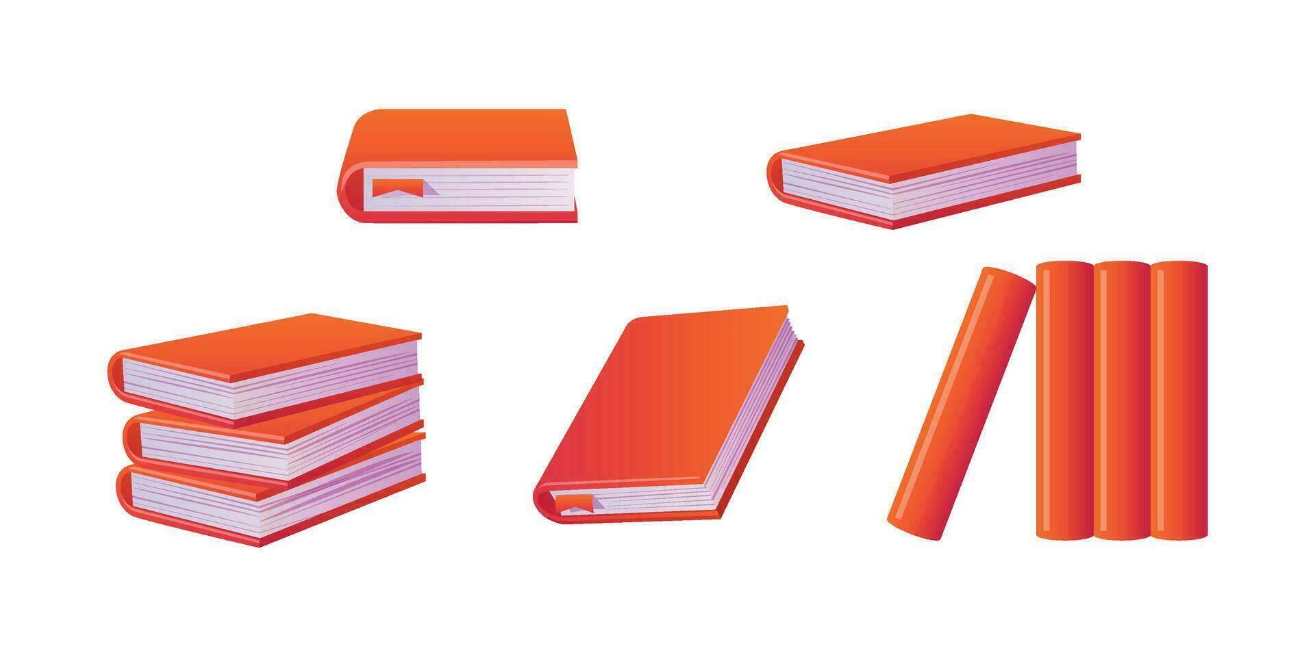 book with red spine and cover blank 3d mockup vector