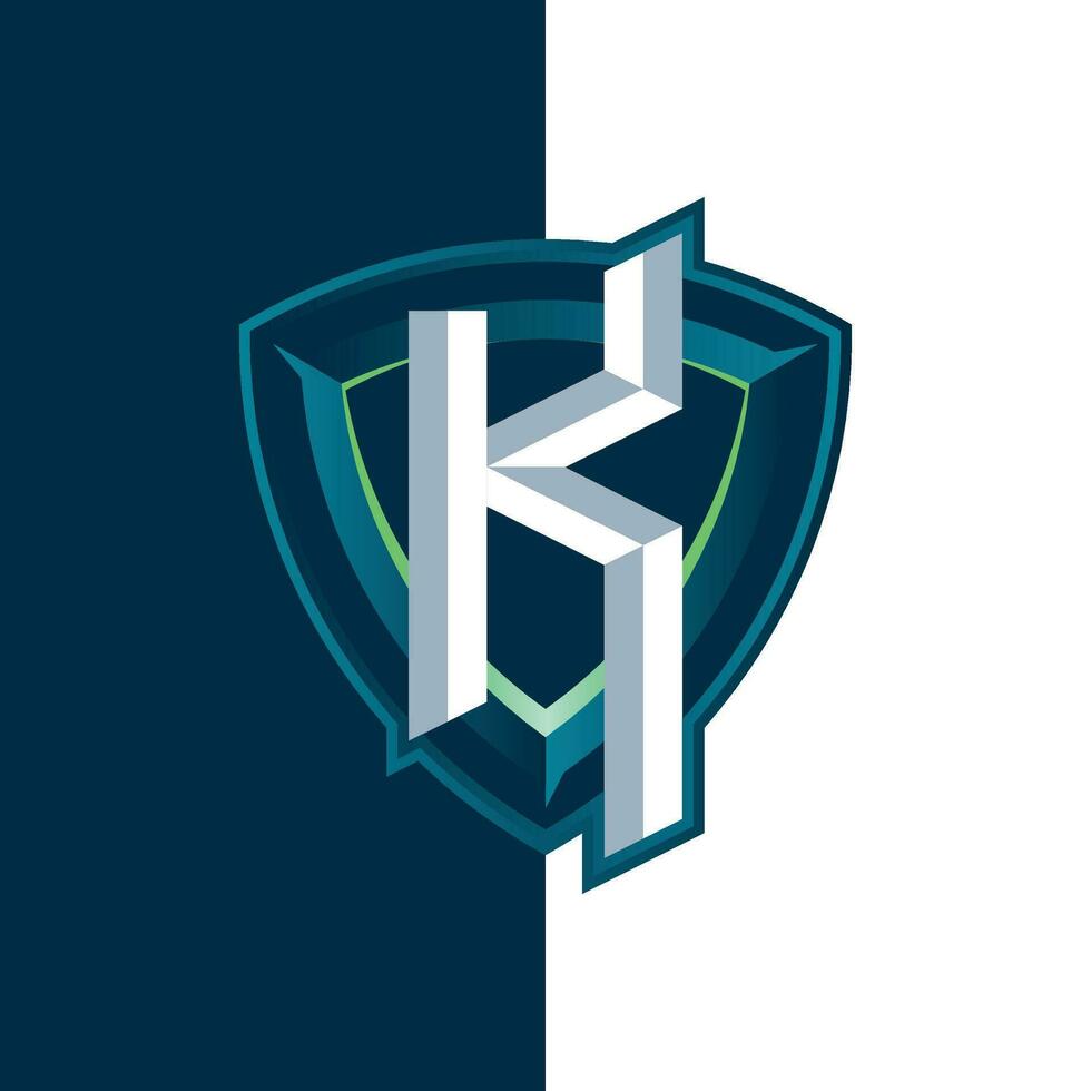 letter K esports shield logo vector