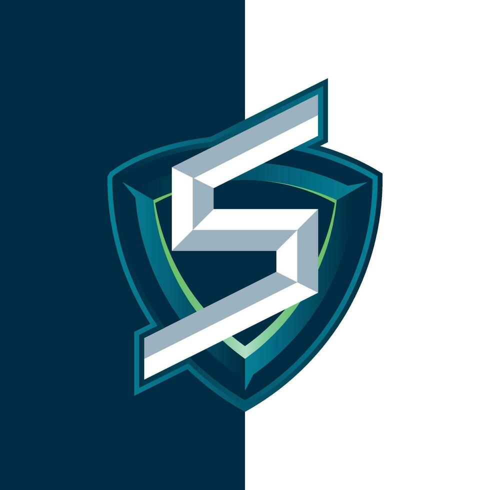 letter S esports shield logo vector