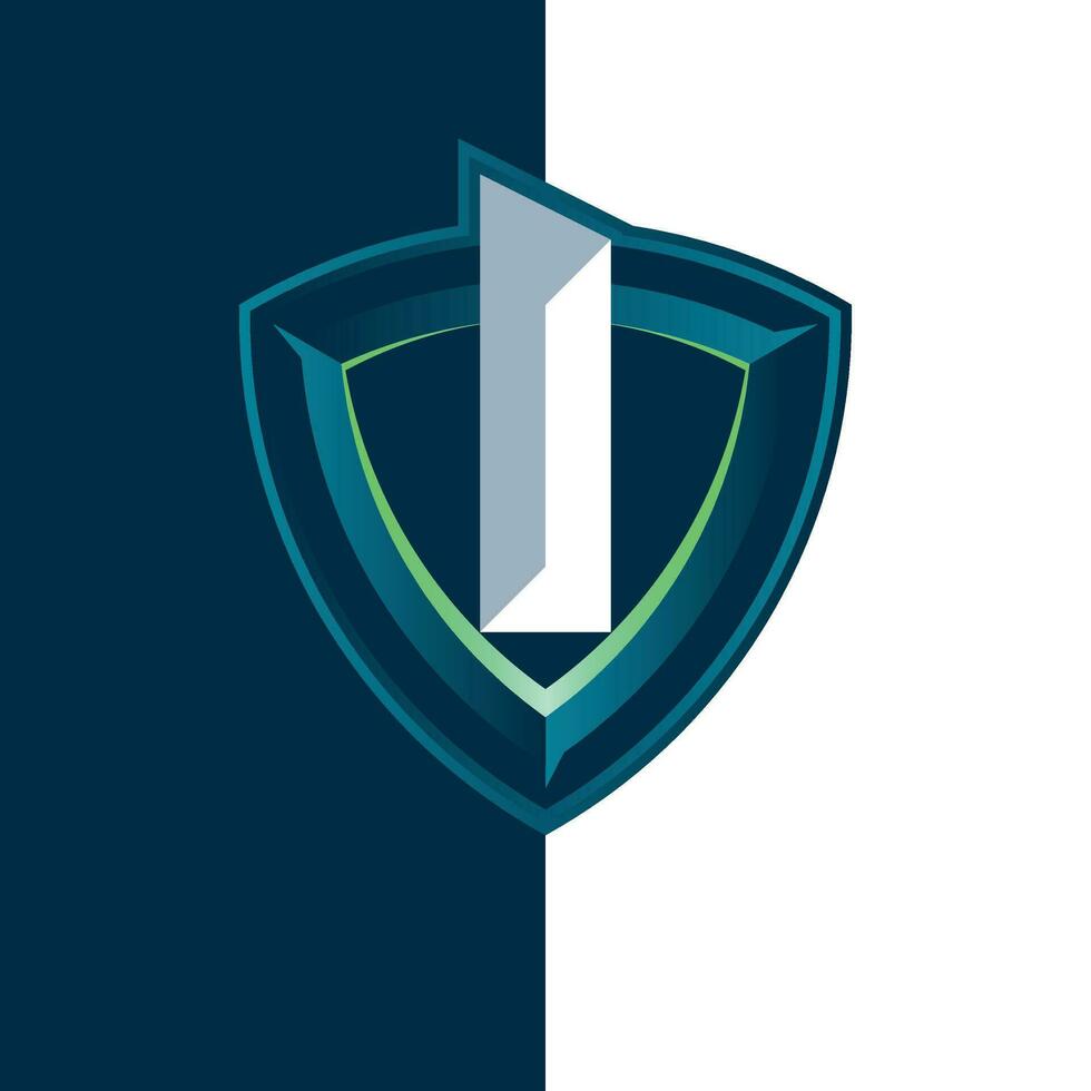 letter I esports shield logo vector