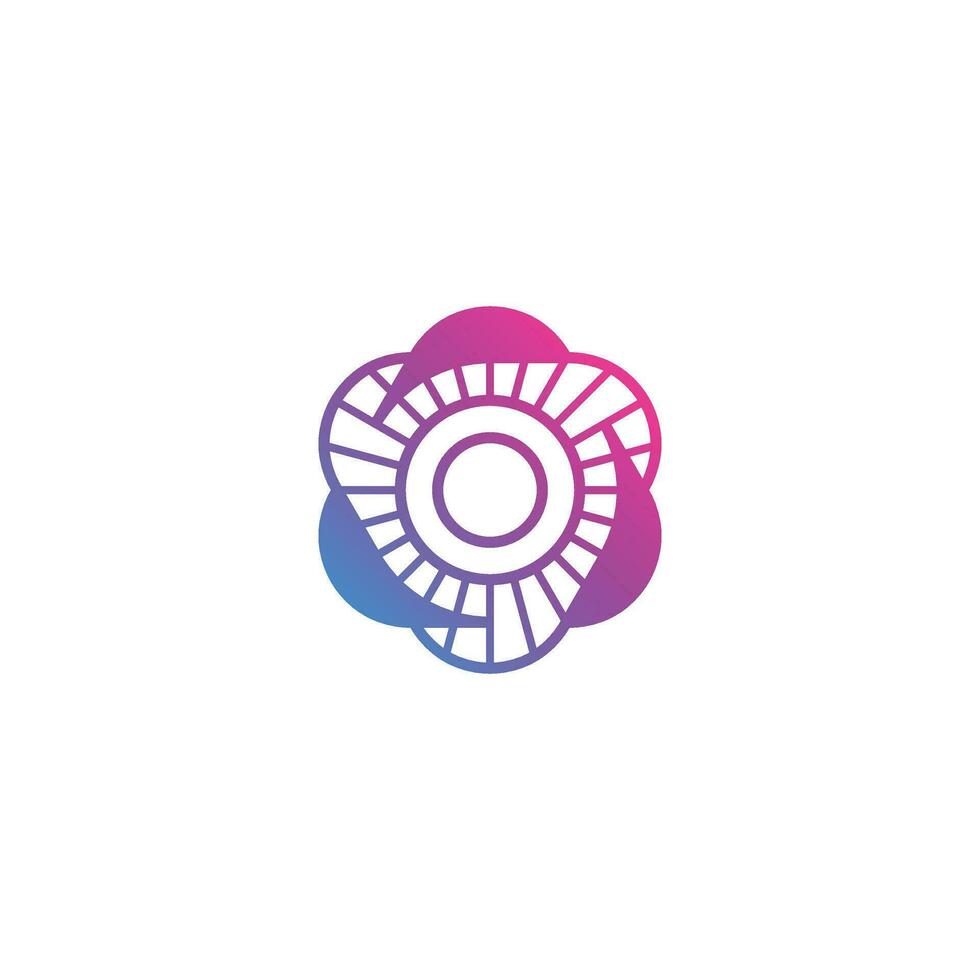 modern flower tech logo vector