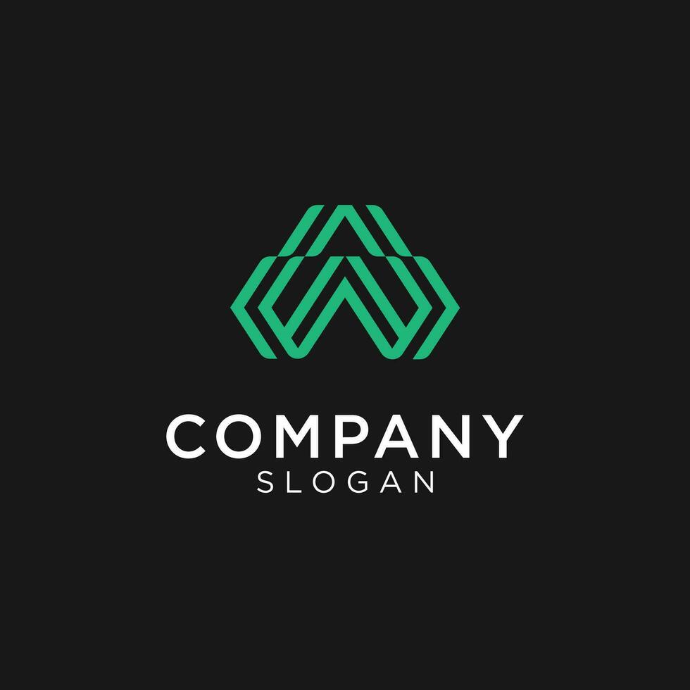 Abstract logo of the letter A and W combined into  a triangle. In turquoise green color.Suitable for companies focusing on quality and simplicity. Editable and easy to custom vector