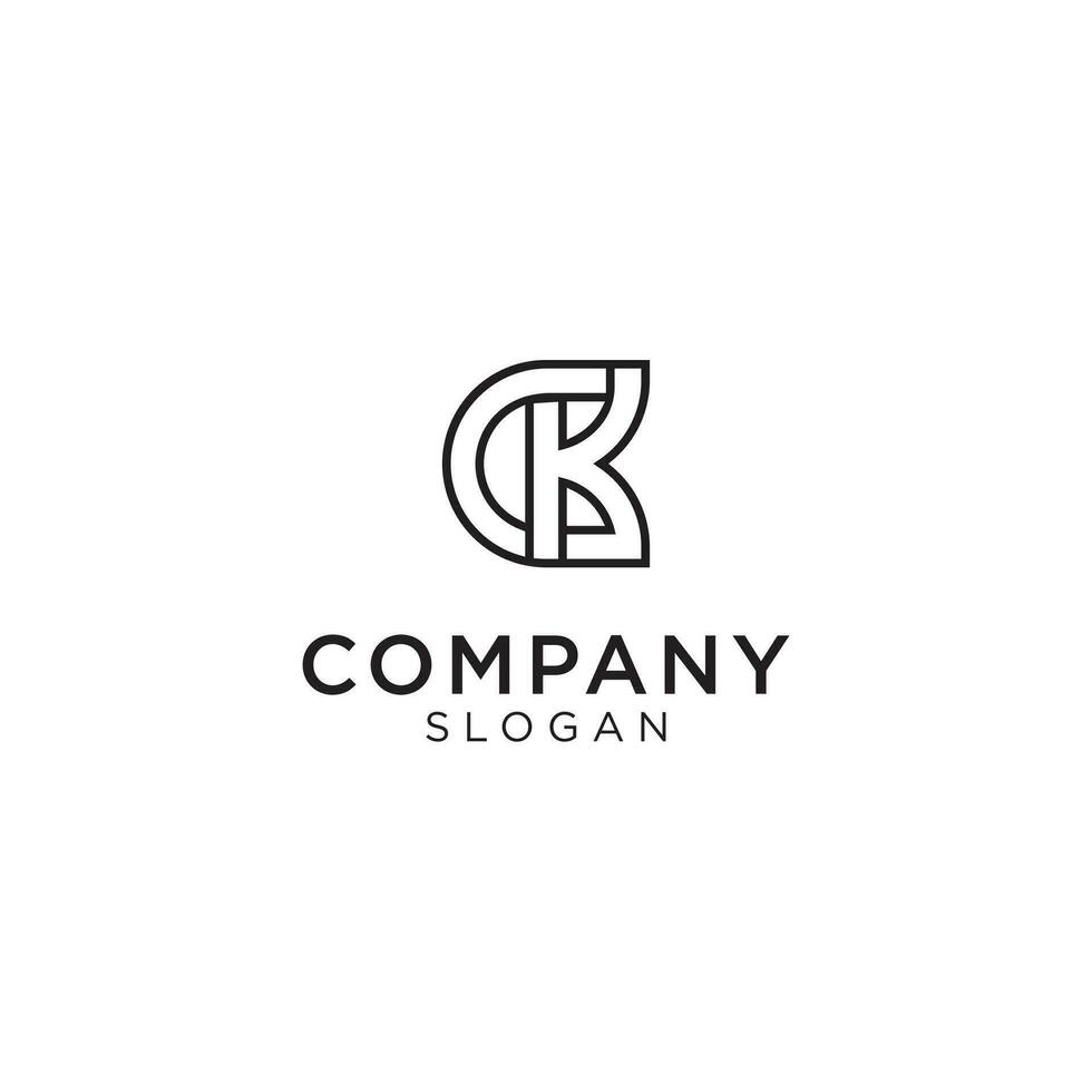 the letters C and k in one form. The color is black and with elegant lineart element. Editable and easy to custom vector