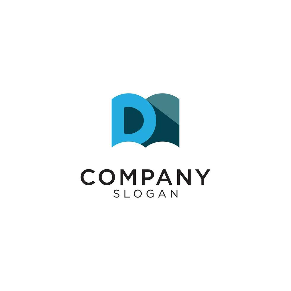 the logo of a book describing knowledge combined with the letter D in it. Editable and easy to custom vector