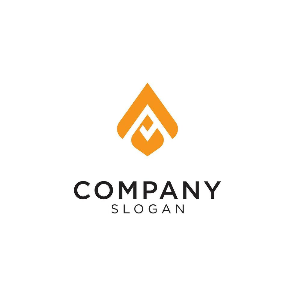 the letter A logo on negative space is orange. Editable and easy to custom vector