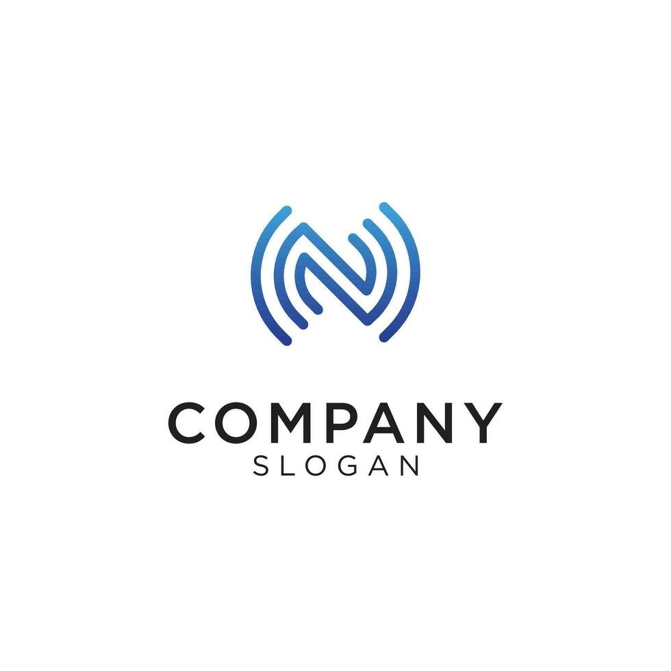 the letter N logo combined with the signal symbol. Editable and easy to custom vector