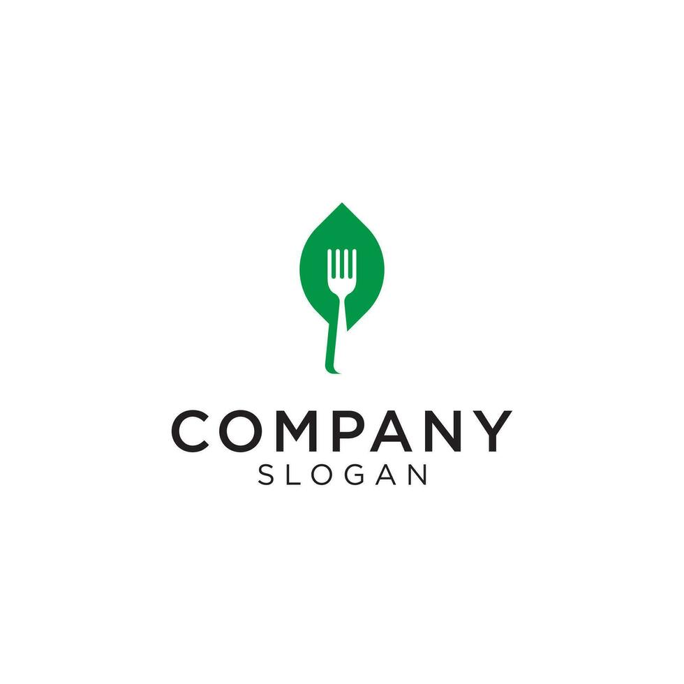 fork logo in negative space combined with leaf shape. Editable and easy to custom. vector