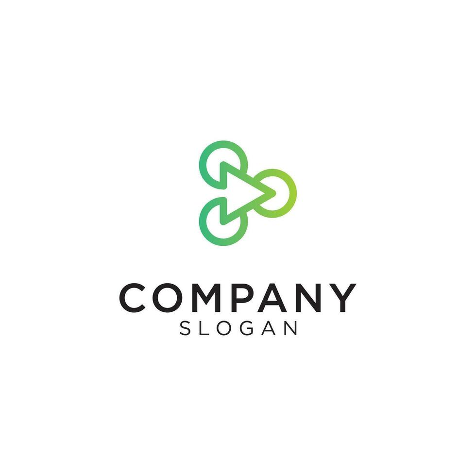 a three circle logo with an arrow indicating a direction of progress. Created with lineart style. Editable and easy to custom vector
