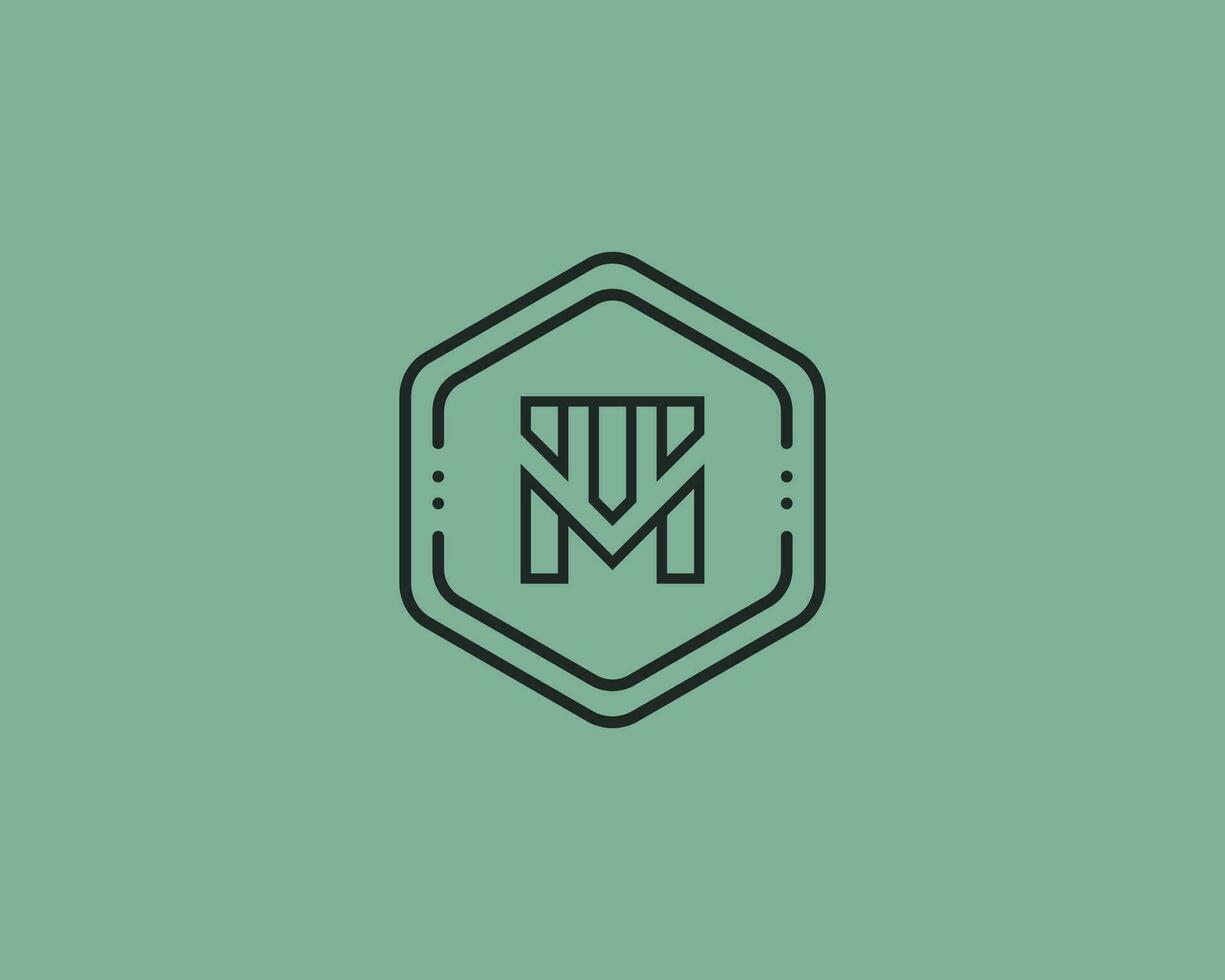 elegant T and M logo with hexagon frame. looks luxurious and premium. editable and easy to custom vector