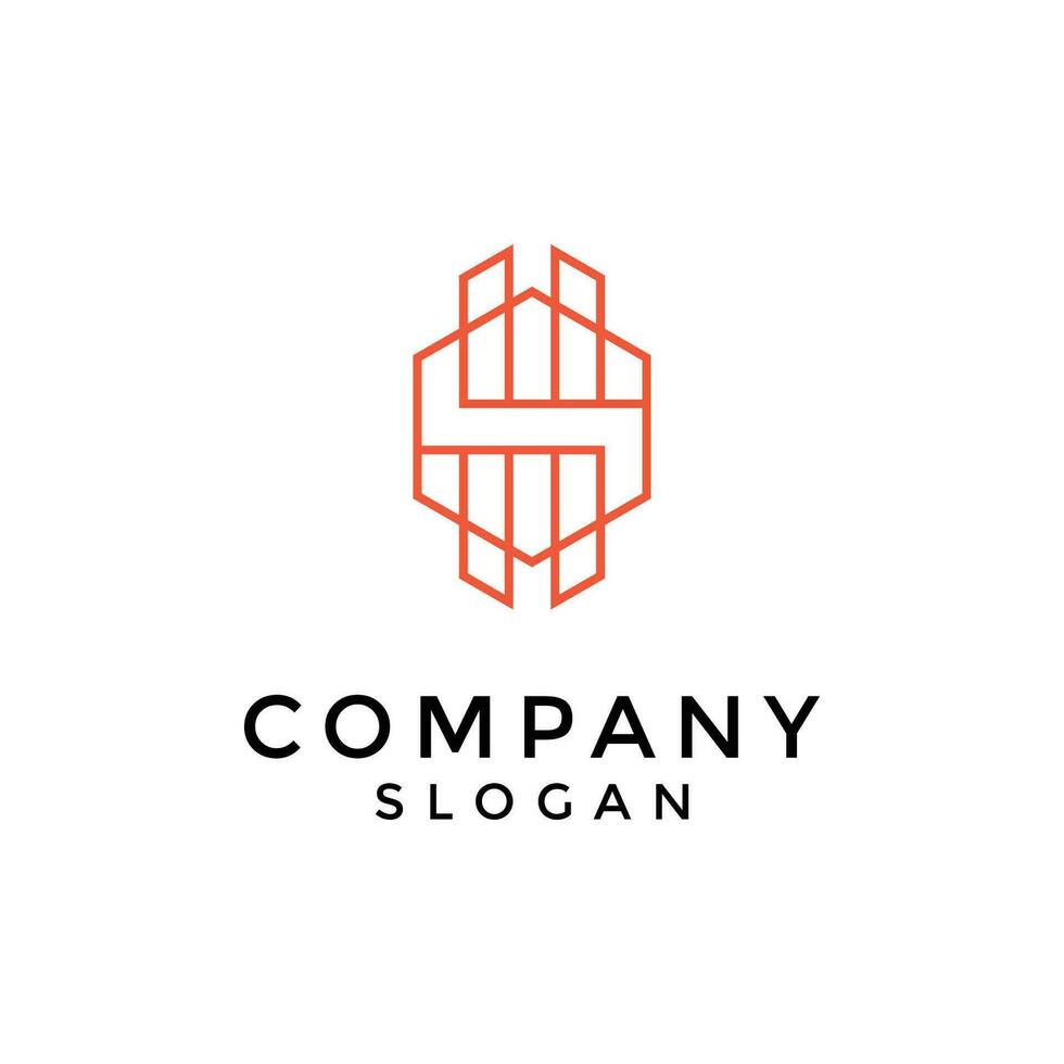 the logo letters S and H are made in the form of hexagons and elegant thin lines. vector