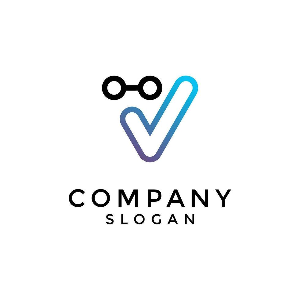 glasses checkmark logo. glasses logo and check list symbol vector